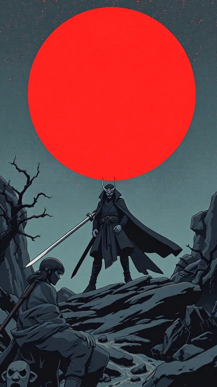 samurai jack in the style of moebius