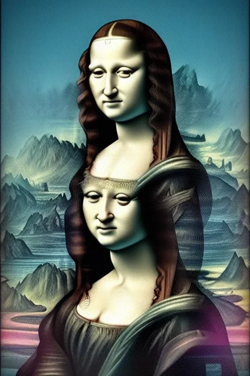 Monalisa portrait, cyberpunk, futuristic