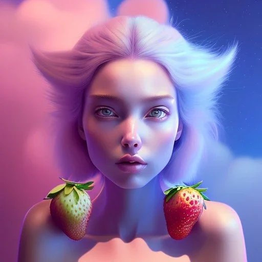 pixar style,realistic painting of a beautiful girl in a jar jam marmelade,volumetric blue clouds,pink sky environment and flying strawberries in background, volumetric lighting,dramatic lighting, detailed digital painting, extreme dense and fine fur, anime, ornate, colour-washed colors, elegant, small minutiae, tiny features, particulars, centered, smooth, sharp focus, renderman gofur render, 8k, uhd, detailed eyes, realistic shaded volumetric lighting,caustics,backligh