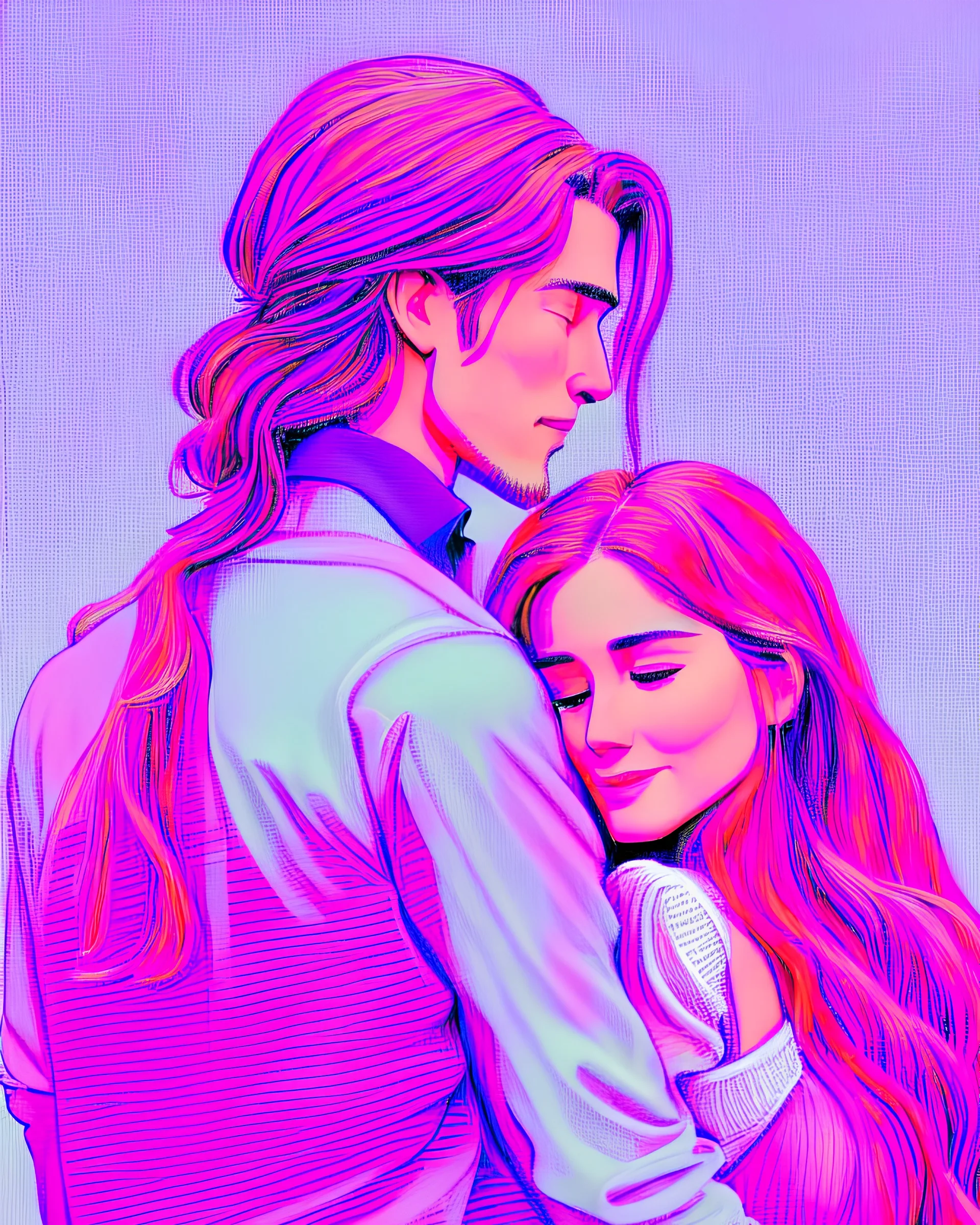 long hair girl and guy hugging romantic, beautiful