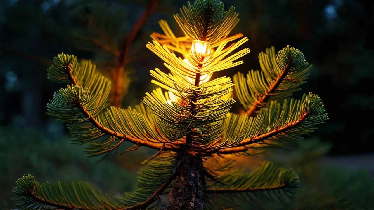 A pine that is oddly infused with amber and almost appears to glow from within.