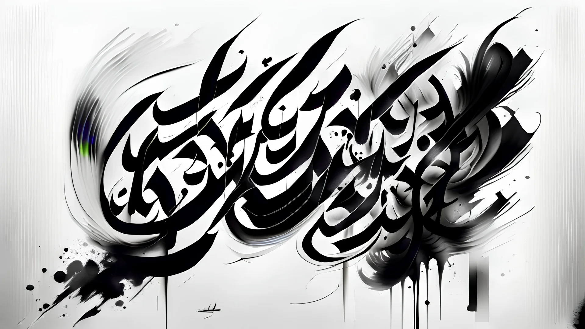 Calligraphy with a combination of white, black and gray colors