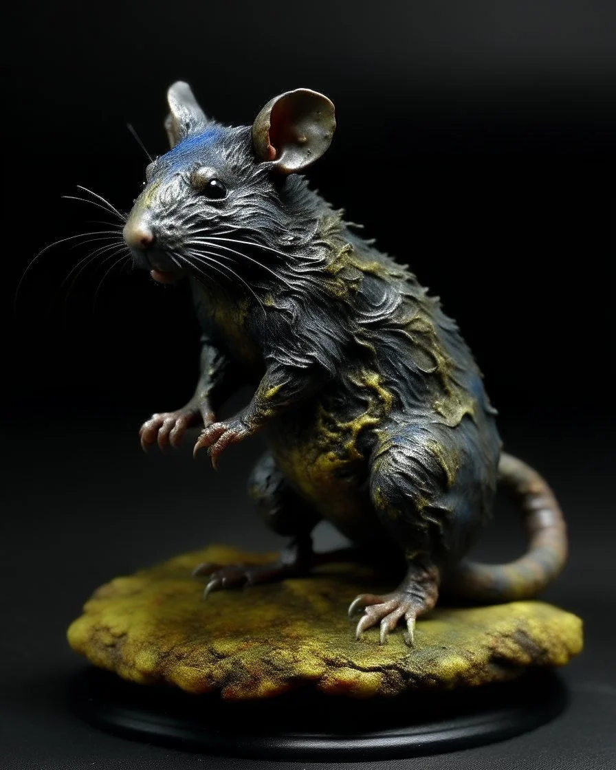 A bluish black shadow elemental rat painted by Alfred Sisley