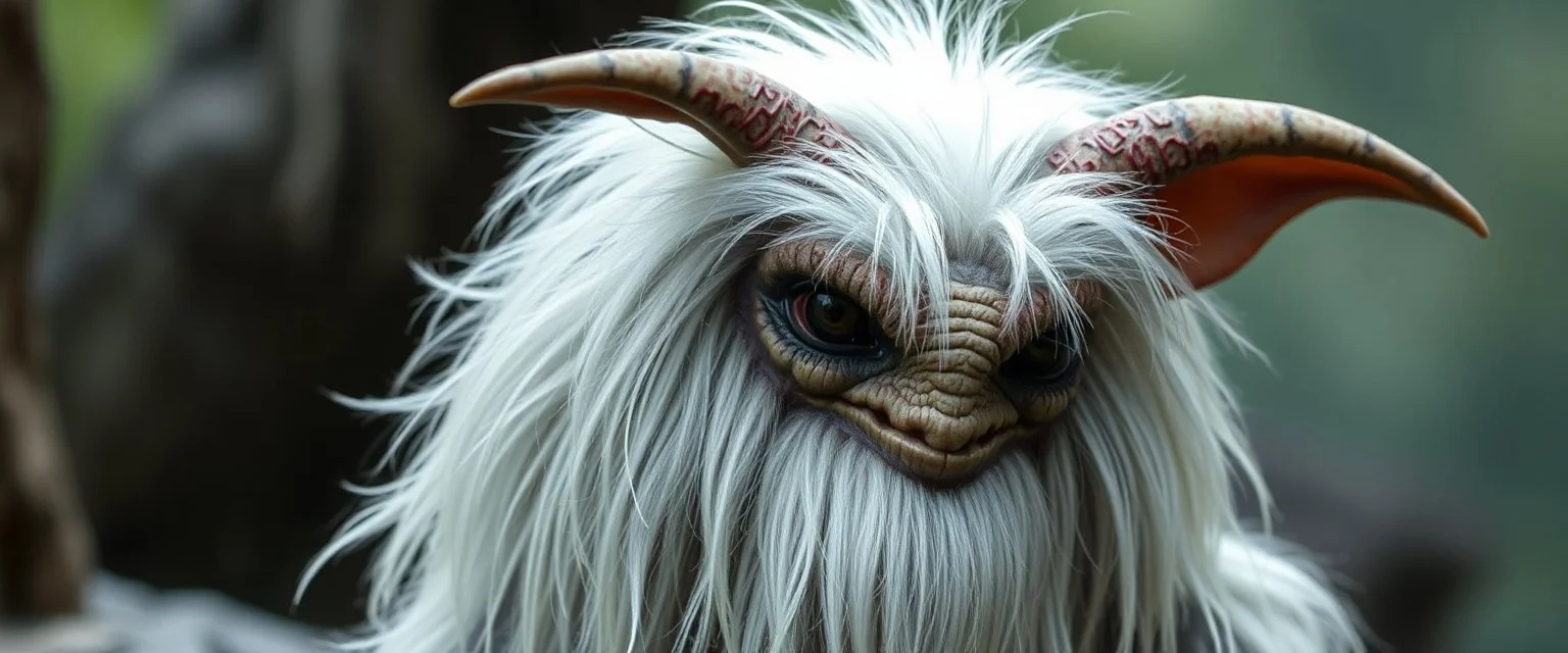 what sauron actually looks like as a uruk hai gremlin with long fluffy white fur
