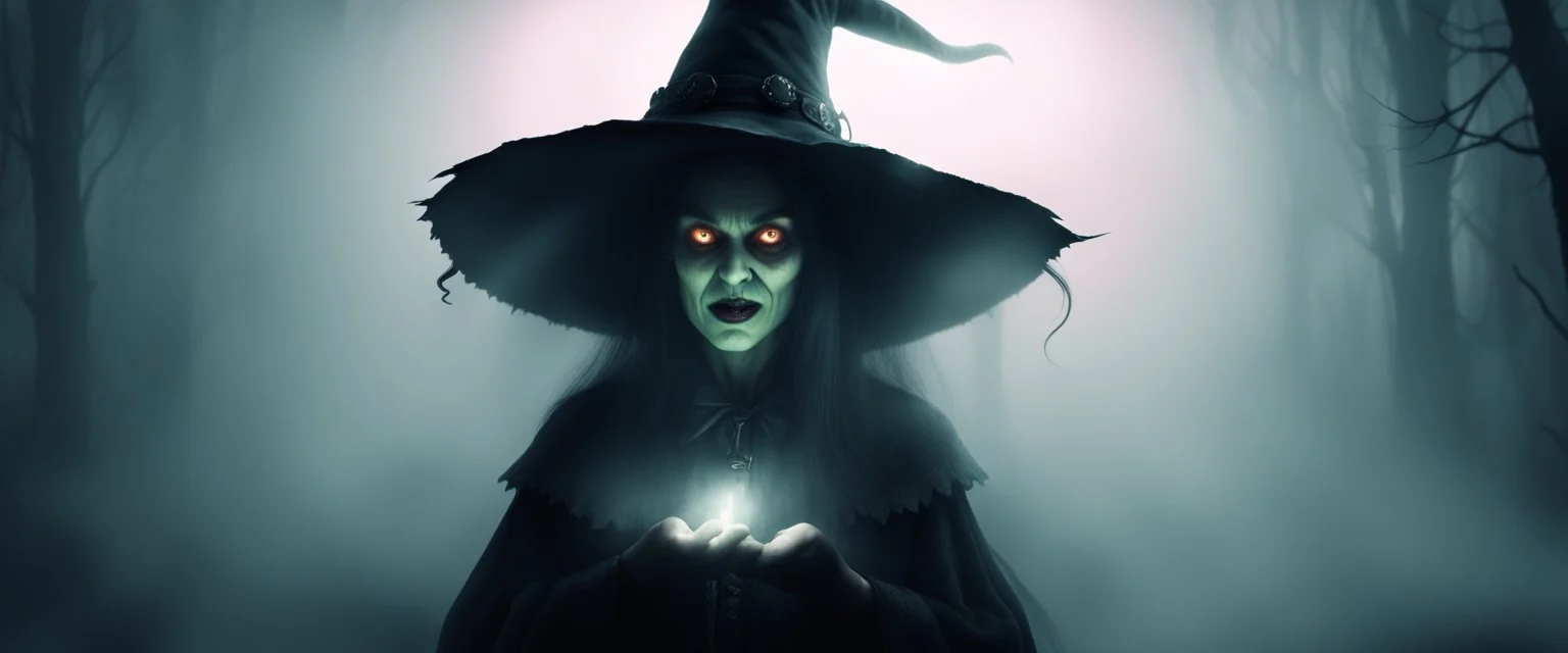 horrible witch rendered in awesome fog and light, says:"What is the password?"