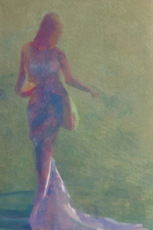 Full body portrait, painting, medium shot lady volumetric bloom