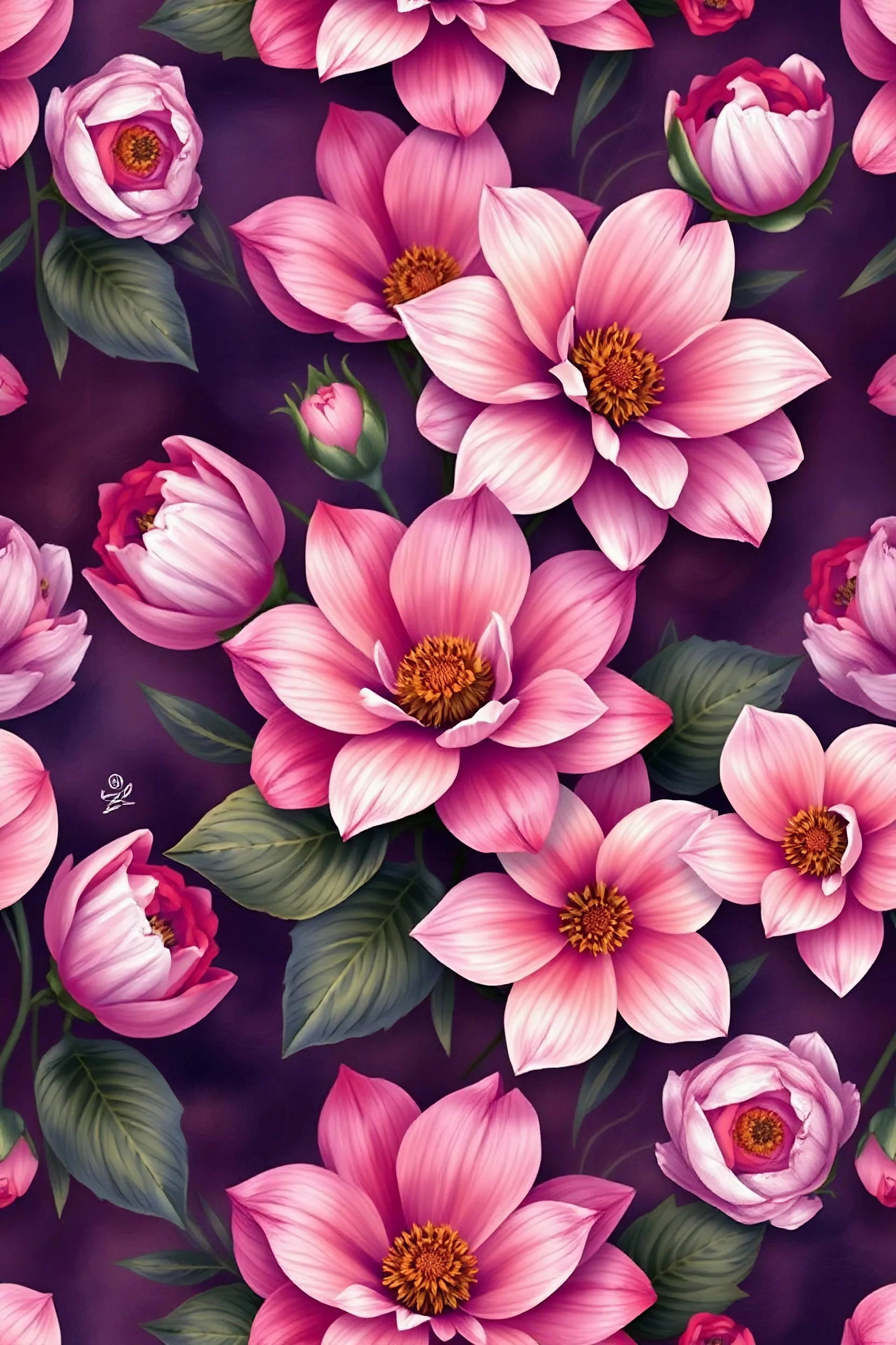 floral oil painting seamless pattern 8k