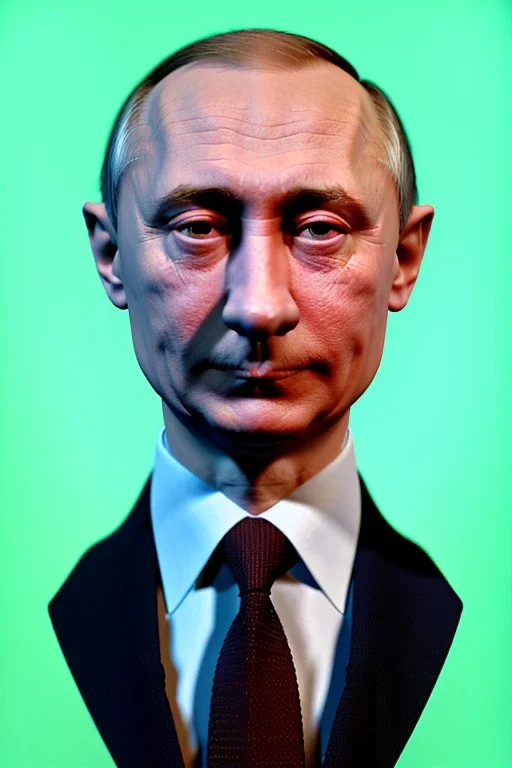 Waist up muppet Portrait, Vladimir Putin as muppet doll, Black suit, photo studio, blue background, unreal engine 5, concept art, art station, god lights, ray tracing, RTX, lumen lighting, ultra detail, volumetric lighting, 3d.