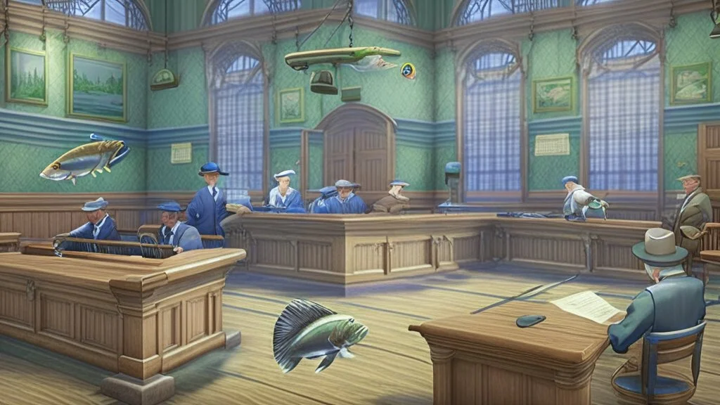 fishing club in courtroom