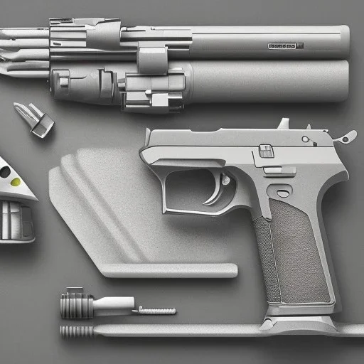 pistol, grey background