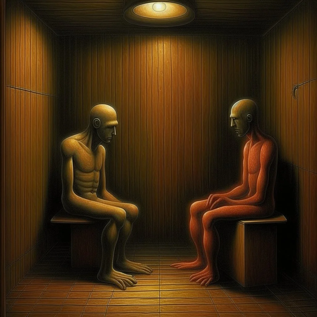 Surreal horror style by Pawel Kuczynski and Dan Mahurin, surreal abstract art, paranoid deep-seated fear of being watched, sinister midnight eulogies of anthropomorphical weirds, unsettling, offset and off-centered composition, sinister abstractions, surreal masterpiece, creepy,