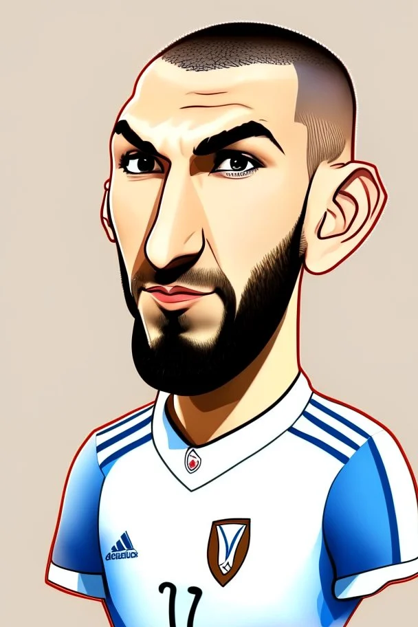 Karim Benzema French football player . cartoon 2d