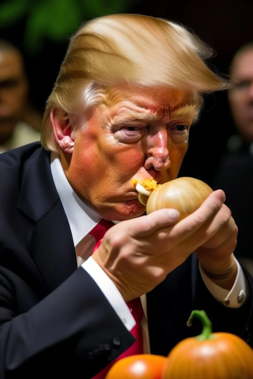 Donald Trump eating onions