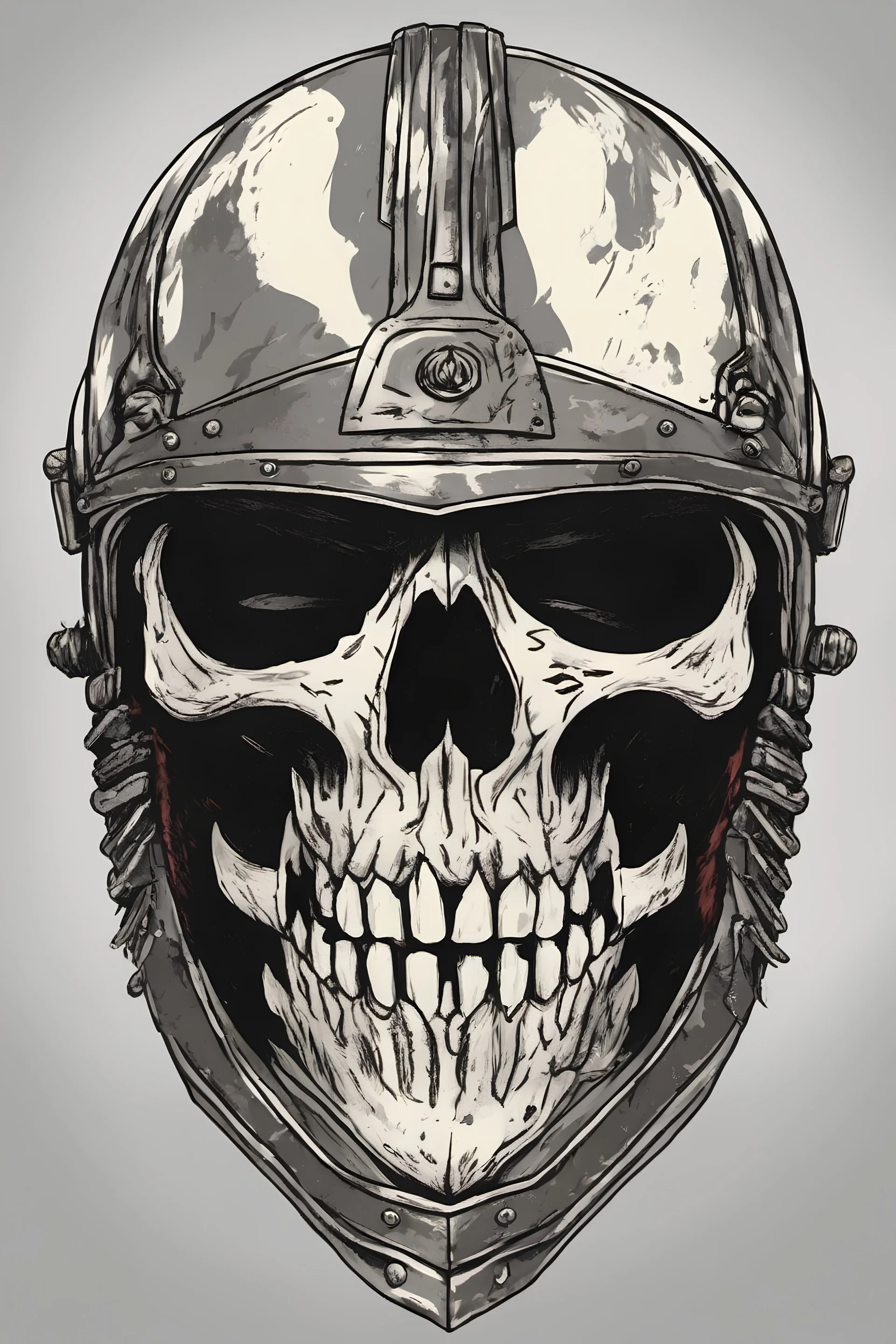 WARRIOR skull helmet, comic style, portrait