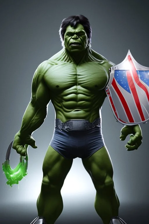 4K Ultra-HD -- the Hulk with buzz cut hair wearing a formfitting camouflage jumpsuit with police badge and metal brodie helmet. and black cape-- 4k Ultra-HD, Hyper Realistic, Cinema lighting