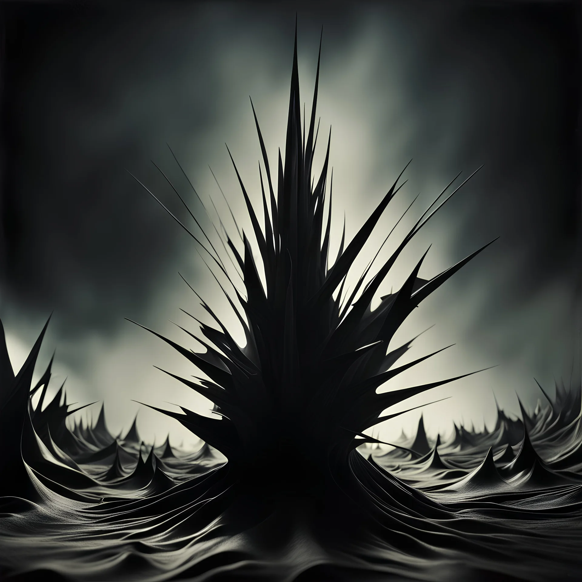 Dark creepy, strong texture artistic polaroid volumetric light, Yves Tanguy, 8k 3d abstractism