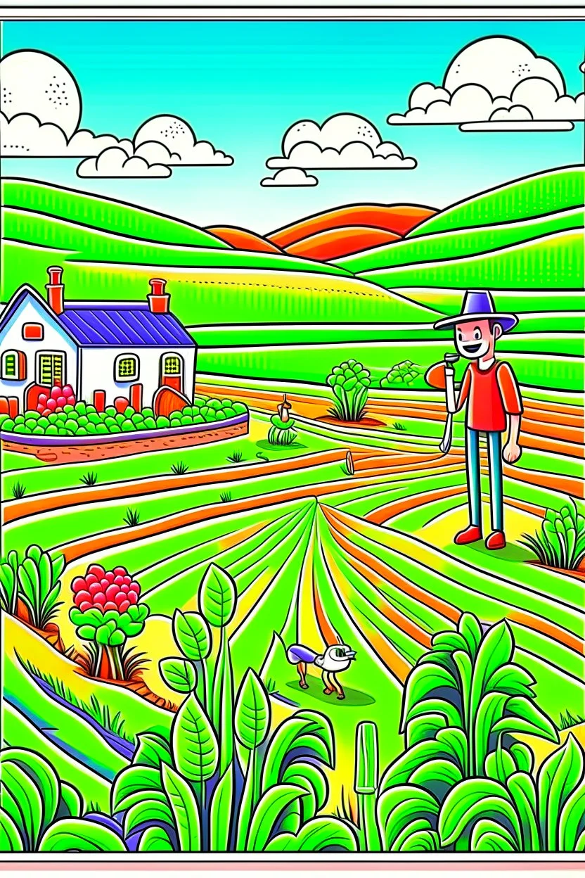 hand painted smart farming cartoon poster