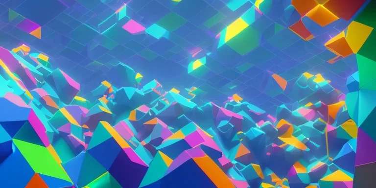 3D colorful geometric installation, simplistic, studio lighting, C4D, 16k, Behance, Artstation, centered, top down camera, vibrant