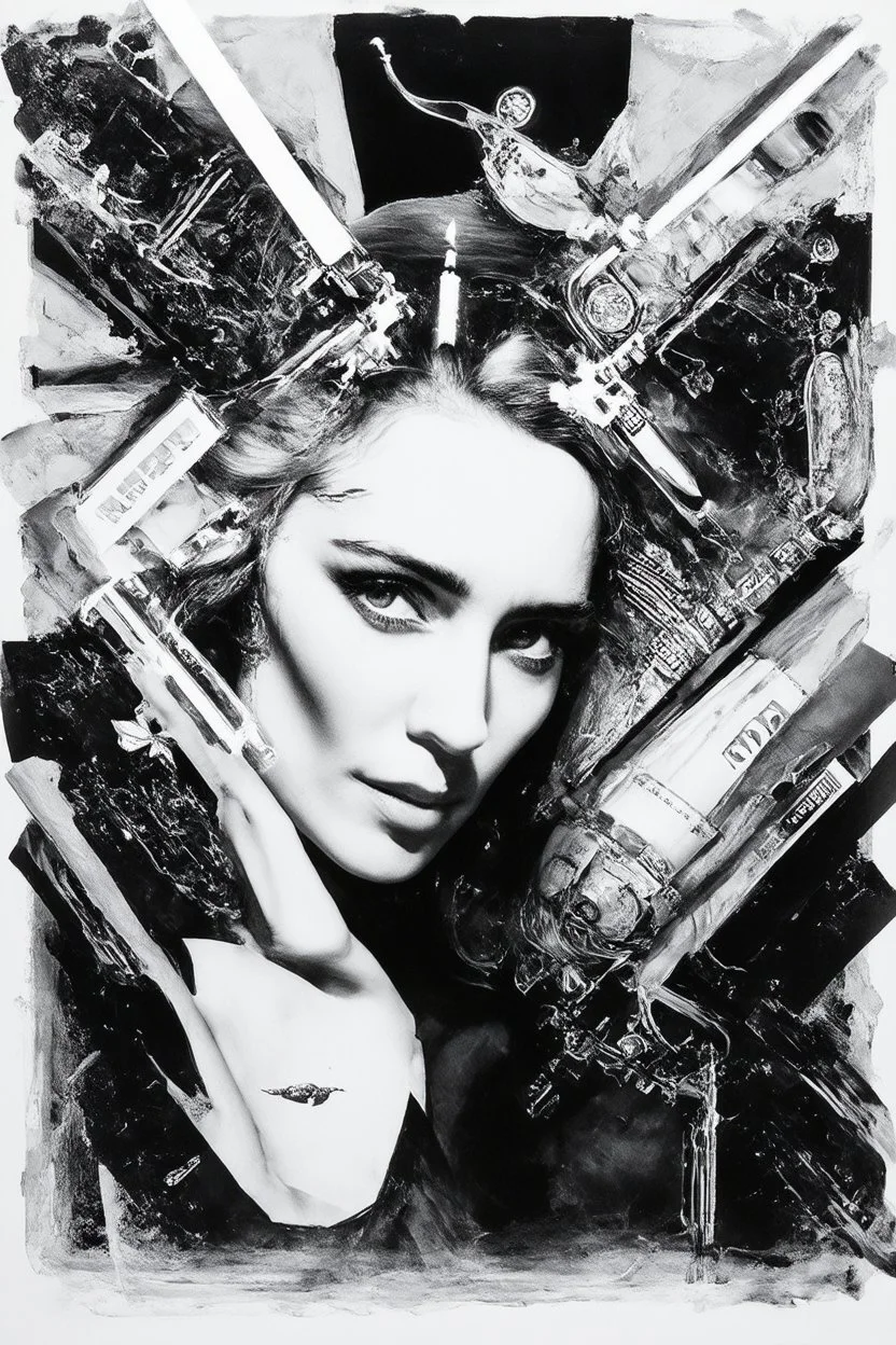 face melting light saber candle INFINATE MONEY GLITCH in the style of Eileen Agar surrealism black and white devinci