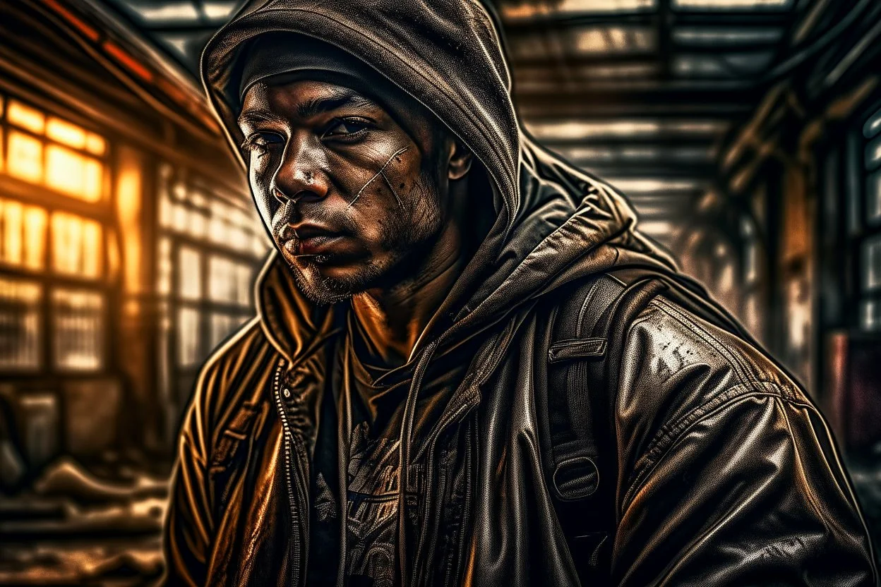 A hyper-realistic ,last rapper in the world, Photo Real, HOF, full size, practicality,manufacturability,performance, (((realism, realistic, realphoto, photography, portrait, realistic, elegant, charming, apocalyptic environment, professional photographer, captured with professional DSLR camera, trending on Artstation, 64k, ultra de