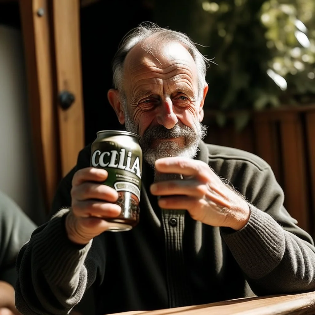 a man drinking celtia can