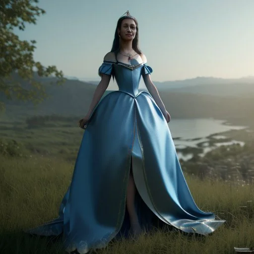 Medieval princess in blue dress, 4K, high quality