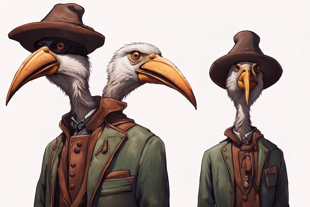 arafed bird wearing a hat and jacket with a long beak, from witcher (2021), portrait photoreal, taking tobacco snuff, trending on artstatio, from the game pathologic 2, 2 0 1 4. modern attire, thomas