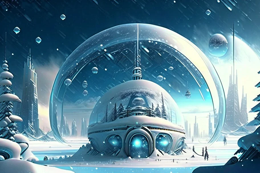 Winter World, Futuristic City, Blizzard, Glass Dome, Distant Alien Planets, Snowy