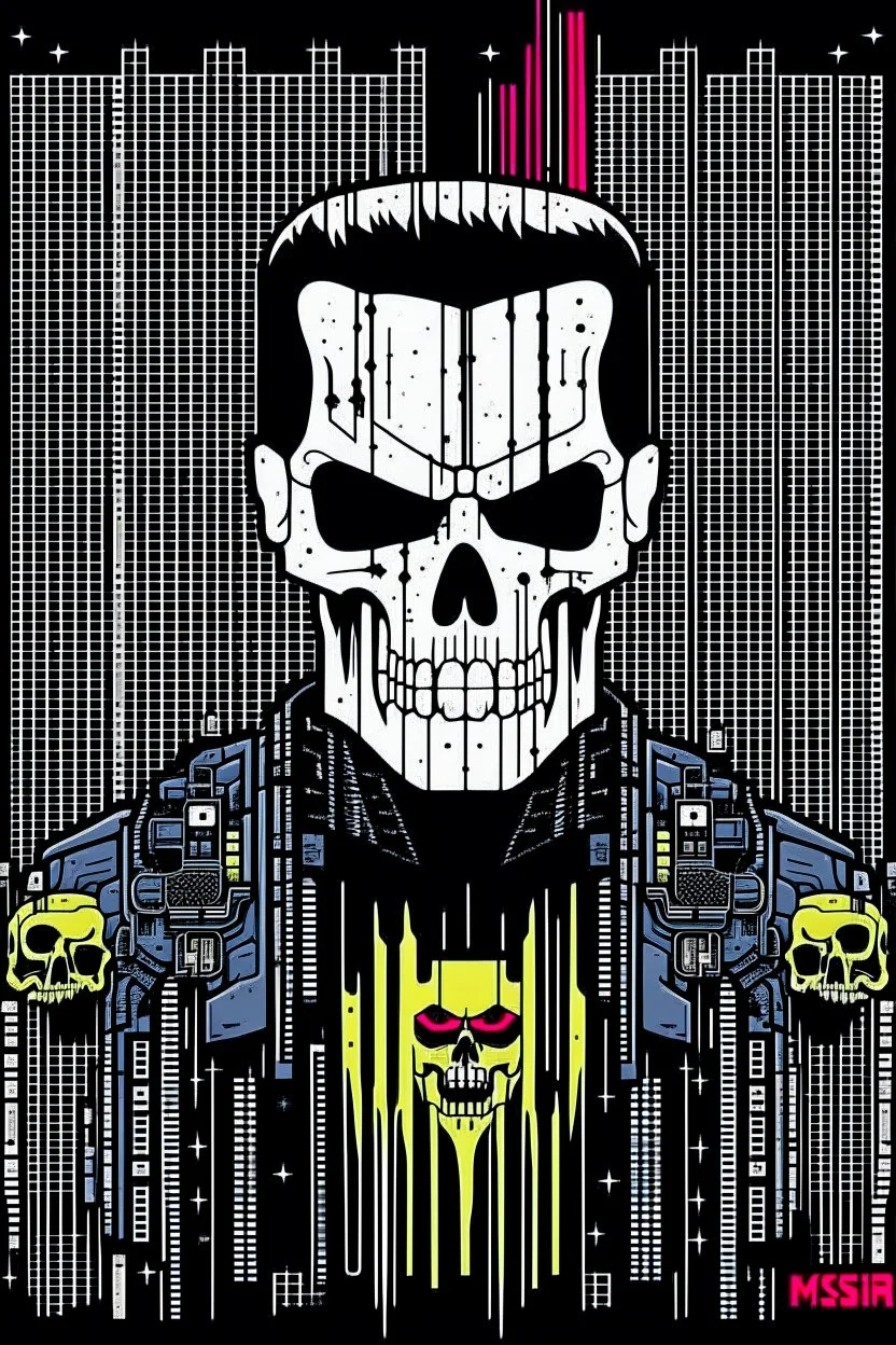 punisher sku;; elon musk in the style of Hiroshi Nagai