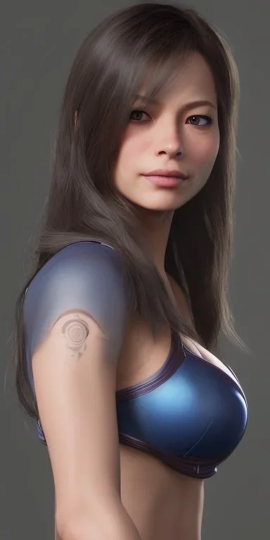 portrait busty and face, kristin kreuk, chun li clothes