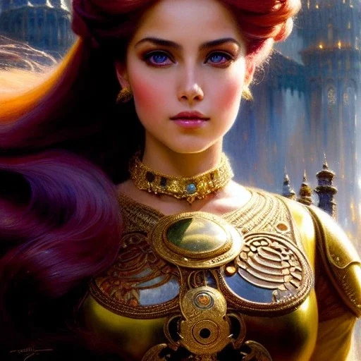 portrait beautiful face Rapunzel, busty,ancient metal armor balanciaga fashion clothe painting by gaston bussiere, greg rutkowski, yoji shinkawa, yoshitaka amano, tsutomu nihei, donato giancola, tim hildebrandt, oil on canvas, cinematic composition, extreme detail,fit full head inside picture,16k