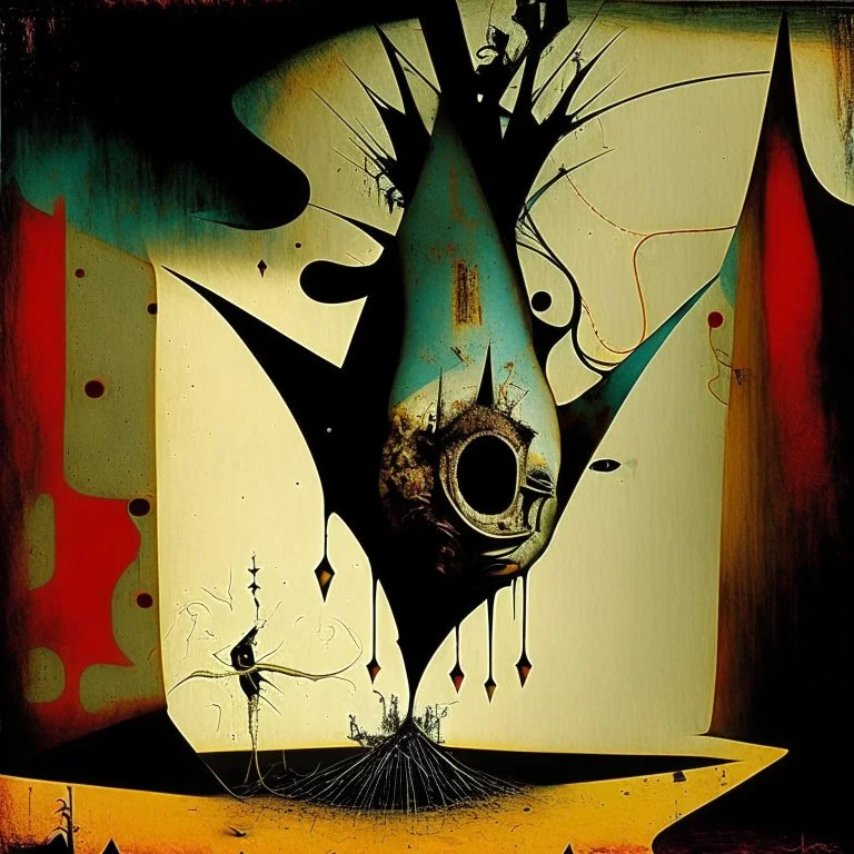 Cirrhosis grotesque overdose Shirley Jackson's lottery, abstract surrealism, by Phlegm and Dave McKean and Yves Tanguy, silkscreened mind-bending illustration; warm colors, off-centered fragmented composition, burlap sack mask dark shines overdose of grotesque, Expressionism