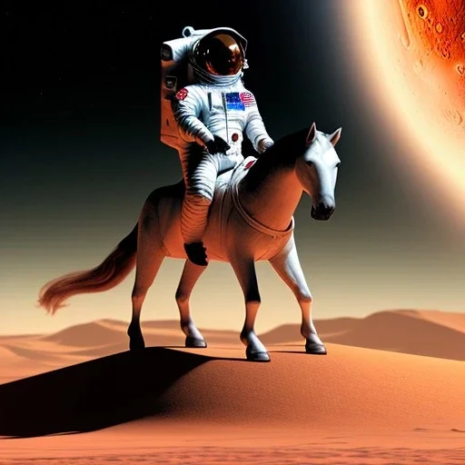 An astronaut riding horse on mars , realistic, accurate