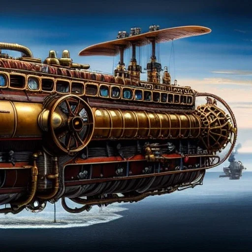 fullbody Drawing of 'sketch of steampunk Airship as in the movie mortal engines(2018)',intricate detail,andrea bonelli,Kilian Eng,Ohrai,evan lee,Aleksandr Sidelnikov,KyuYong Eom,three quarters frontal aerial view,toned colors,32k