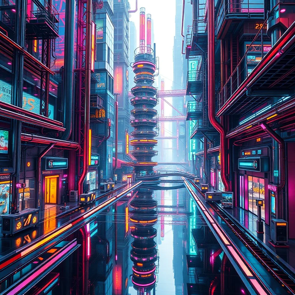 create a nice cool video to show Worlds Non Existed and Reality and Reimagined , future modern city and future modern industry ,vibrant metallic colors