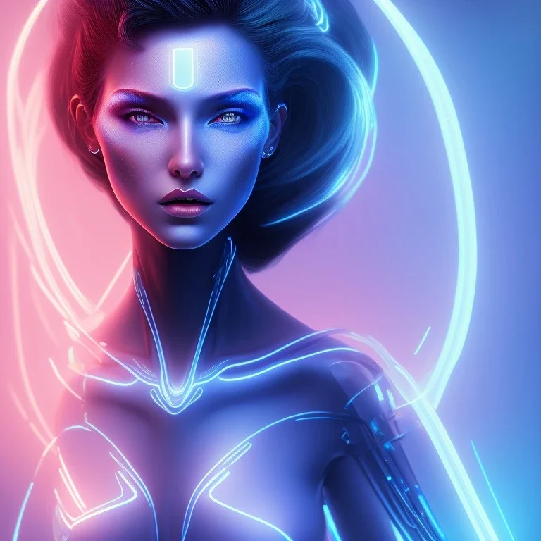 cyberblue, head, woman, portrai, tron