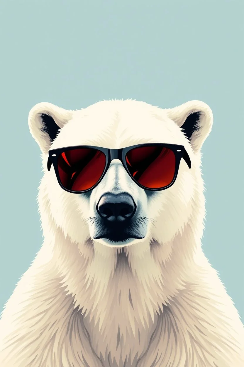 polar bear with sunglasses in the style of warhol