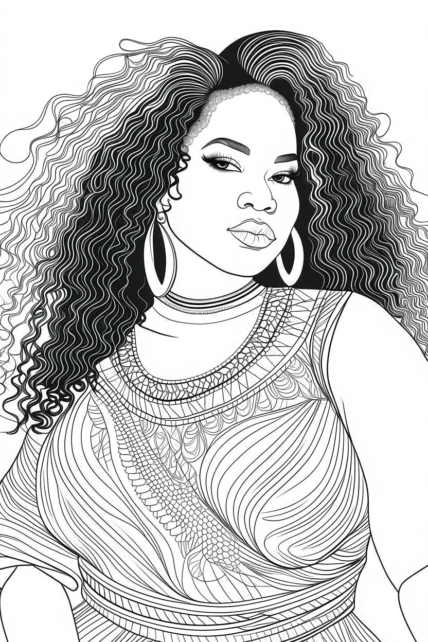 coloring page of black curvy woman