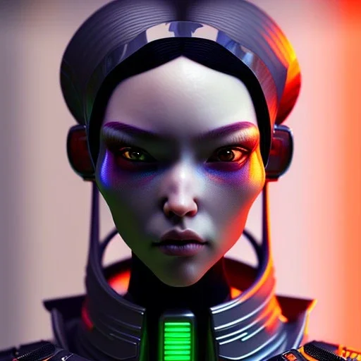 Woman, short green hair, samurai, cyberpunk, neon, highly detailed, art stations, concept art, smooth, unreal engine 5, god rays, ray tracing, RTX, lumen lighting, ultra detail, volumetric lighting, 3d, finely drawn, high definition, high resolution, gradient background