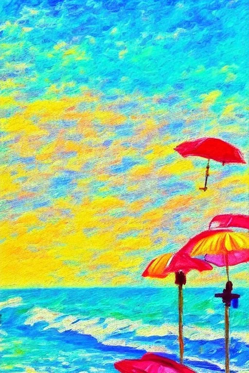 painting, impressionist, wanderlust, bright colors, beach