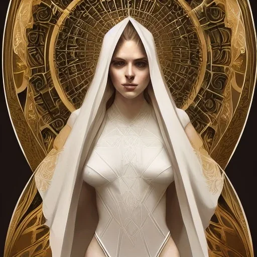 symmetry!! full body portrait!!!! of a beautiful!!!! germanic vestal sacral priest, pretty face, intricate, elegant, highly detailed, digital painting, artstation, concept art, smooth, sharp focus, illustration, art by artgerm and greg rutkowski and alphonse mucha, 8 k