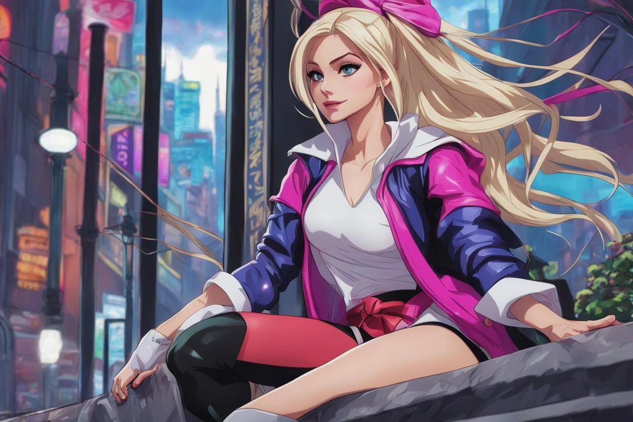 Spidergwen in 8k Hayao Miyazaki draw style, yu gi oh them, neon effect, close picture, rain, highly detailed, high details, detailed portrait, masterpiece,ultra detailed, ultra quality