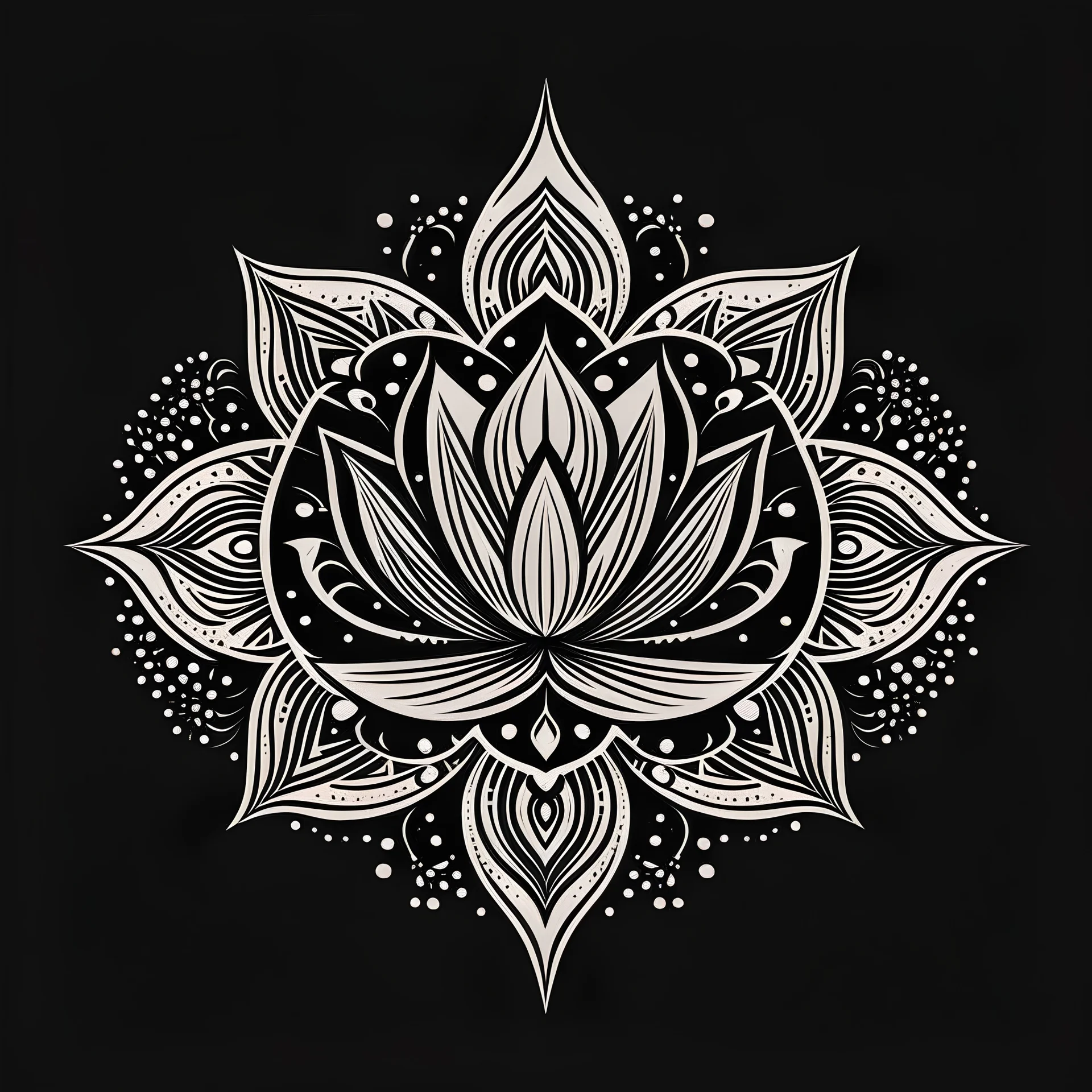 I am in need of a modern, minimalistic logo for my yoga studio. A simplified design that possibly incorporates both a lotus flower and a Mandala pattern would be ideal. I would like to see ideas with both no pattern and or pattern added. The preferred colors are black, white, and grey. It should be striking and easily identifiable even when used in monochrome or small sizes.