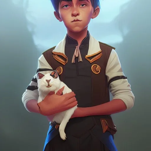 Portrait of a magical kid with his pet by Nick Harris