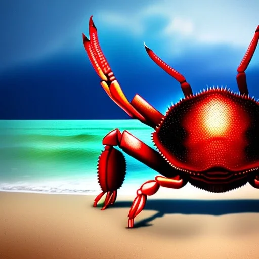 Giant Red Crab on the beach by Van Gog