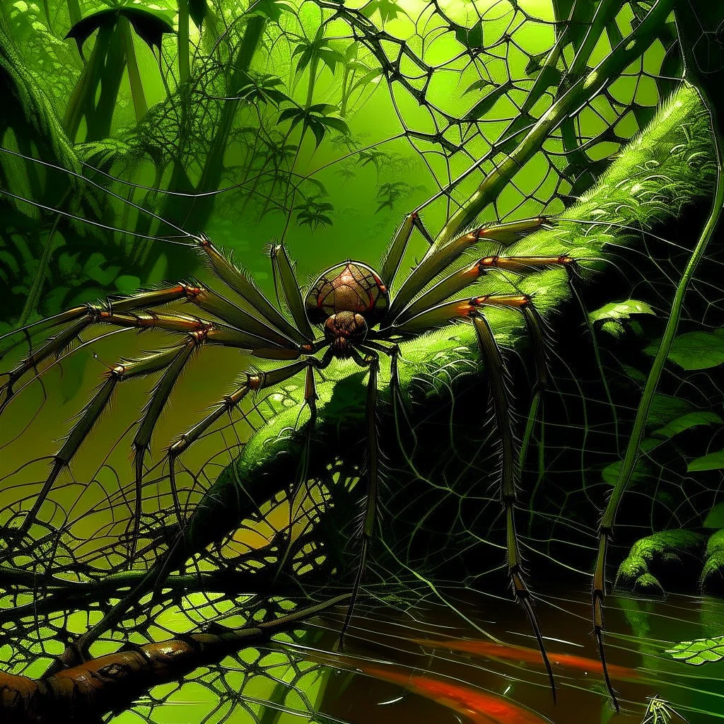 spider. Jungle. Lake