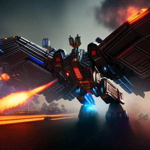 Transformer autobot in Attacked by others transformers decepticons , holding a gun, BK complex detail, cinema, reality, detail, octane rendering, stoic cinematic 4k epic detailed photograph shot on kodak detailed bokeh cinematic hbo dark moody 8k, 85mm f/16 by leica and Lospronkos