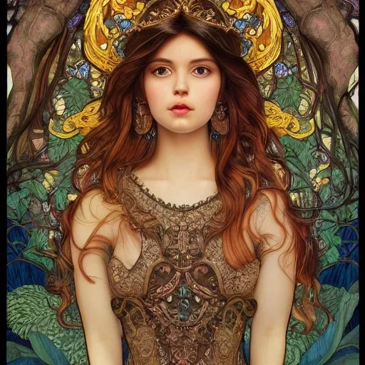 portrait,"Insanely detailed picture of a squirrel attacking a 4 inch person",gorgeous clean face, highly intricate dress,intricately designed colorful stainedglass decorations in hair,ominous,elegant, highly detailed hair, digital painting, artstation, concept art, smooth, sharp focus, illustration, art by artgerm and greg rutkowski, alphonse mucha,Dan witz, 8 k,looking downward,album cover art,fantasy