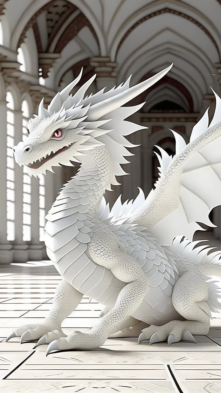 Specially Masterpiece fluffy adorable baby white dragon,run around the Palace