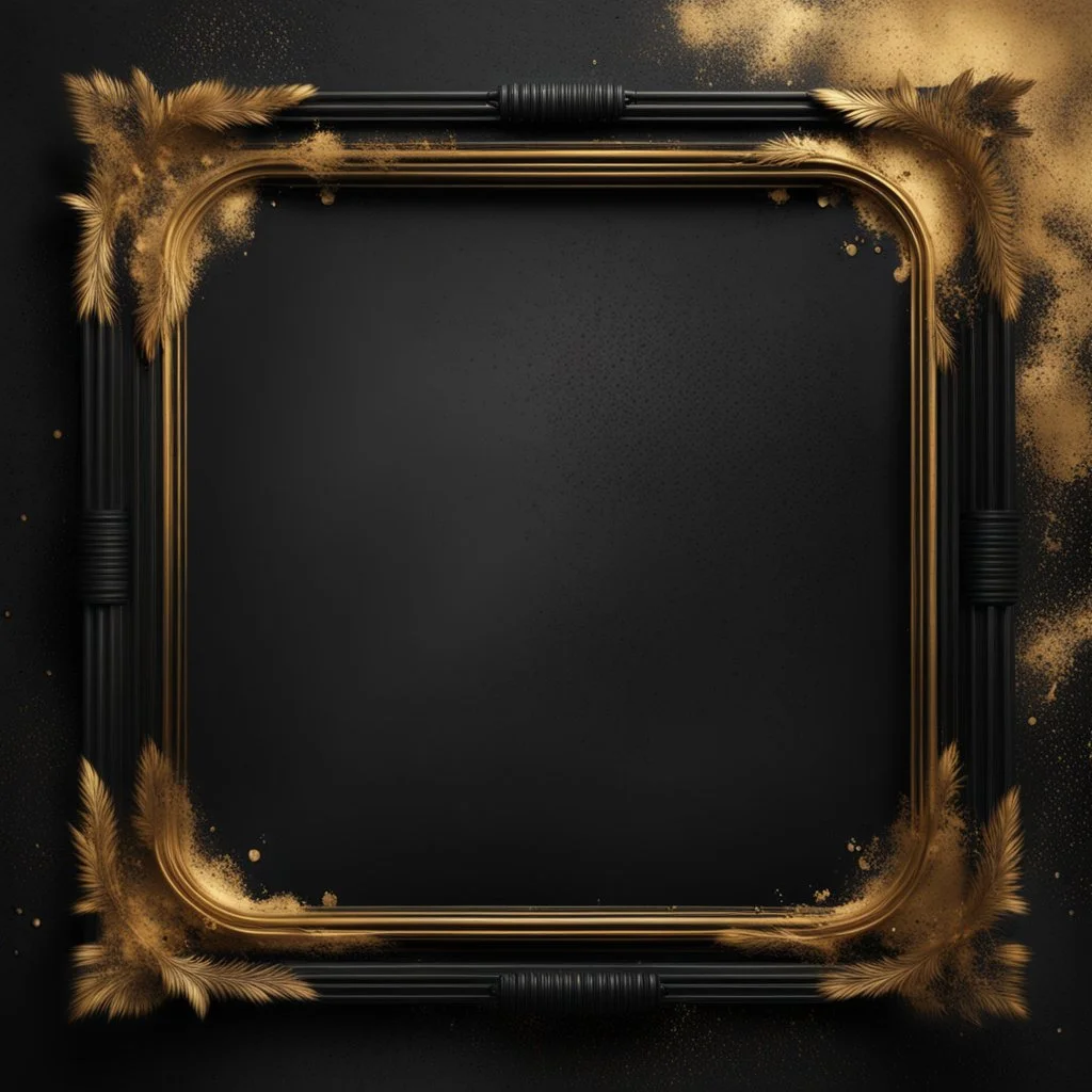 Hyper Realistic Black, & Golden Grungy-Thick-Frame-Background